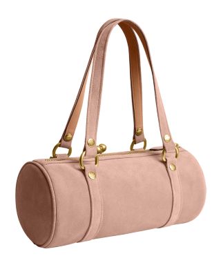 Kisslock Medium Suede Barrel Bag