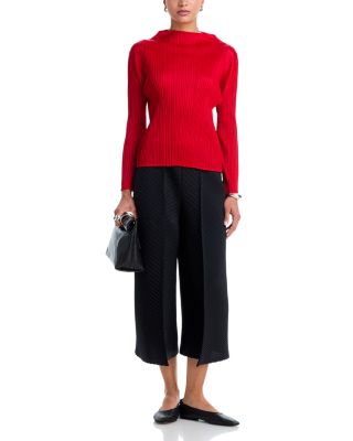 Plaster Pleats Solid Crop Pants