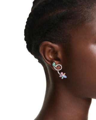 Ariana Grande x Swarovski Cubic Zirconia & Imitation Pearl Dragonfly & Flower Asymmetrical Jacket Earrings