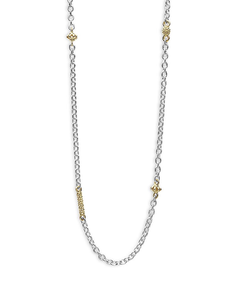Lagos 18K Yellow Gold & Sterling Silver Caviar Chain Necklace, 16-18