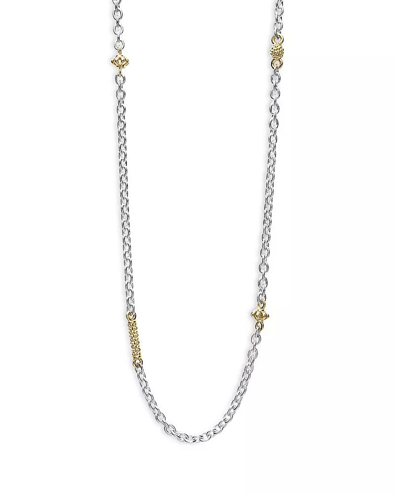 Lagos 18K Yellow Gold & Sterling Silver Caviar Chain Necklace, 16