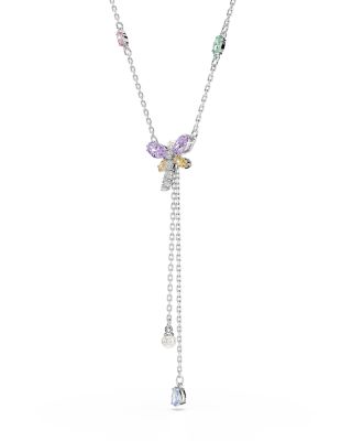 Ariana Grande x Swarovski Crystal, Cubic Zirconia & Imitation Pearl Dragonfly Lariat Necklace, 11.75-17.37"