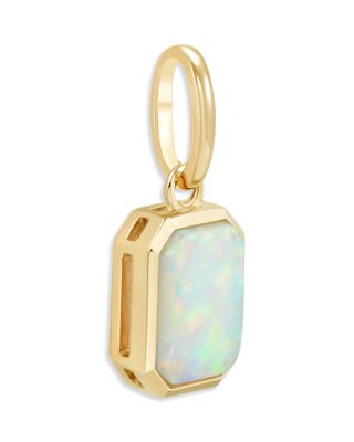 14K Yellow Gold Lab Created Opal Pendant