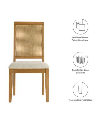 Arlo Faux Rattan and Wood Dining Side Chairs, Set of 2