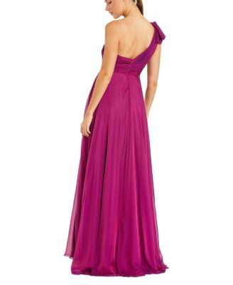  Petite Tied One Shoulder Cut Out Flowy Gown