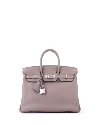 Birkin 25 Handbag Grey Novillo with Palladium Hardware
