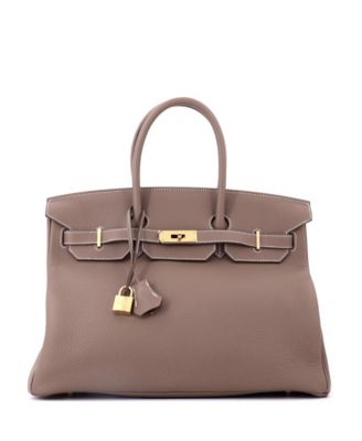 Birkin 35 Handbag Grey Togo with Gold Hardware