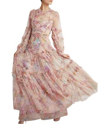 Floral Diamond Ruffle Gown