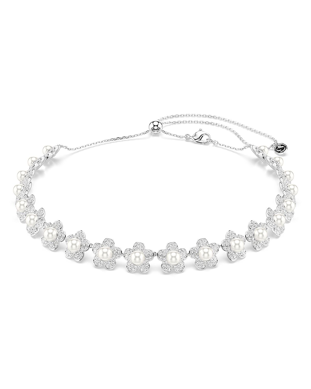 Swarovski Ariana Grande x Swarovski Crystal & Imitation Pearl Flower Choker Necklace, 11.75-17.37