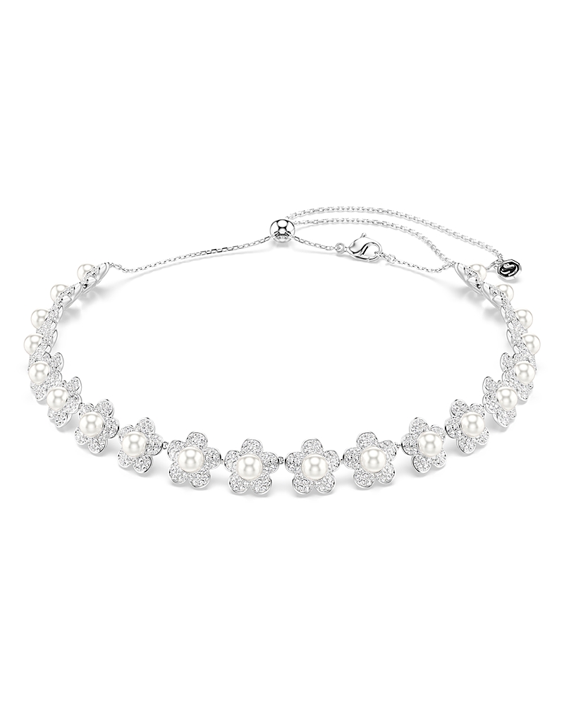 Swarovski Ariana Grande x Swarovski Crystal & Imitation Pearl Flower Choker Necklace, 11.75-17.37
