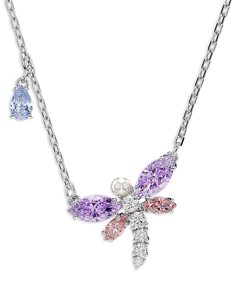 Swarovski Ariana Grande x Swarovski Crystal, Cubic Zirconia & Imitation Pearl Dragonfly Pendant Necklace, 14.87-17.75