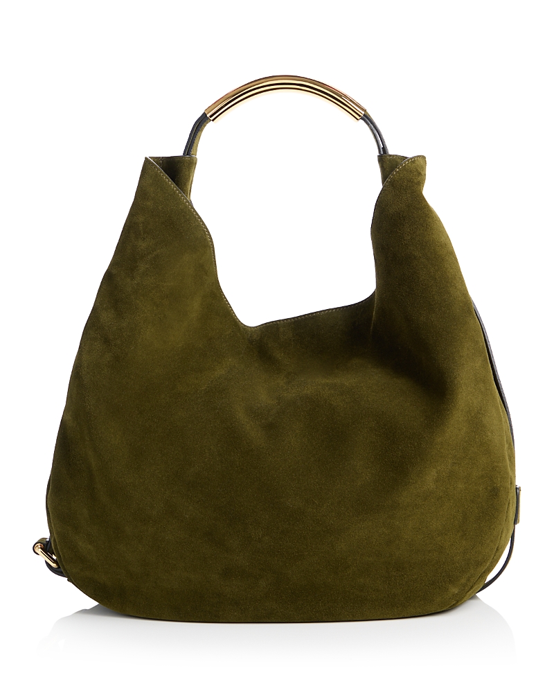 Moschino Handle Me Suede Shoulder Bag
