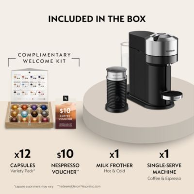 Vertuo Next Deluxe by De'Longhi with Aeroccino Milk Frother, Pure Chrome