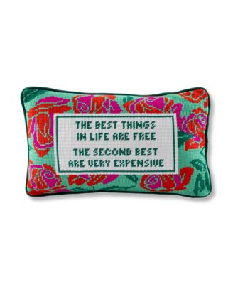 Best Things in Life Are Free Embroidered Pillow