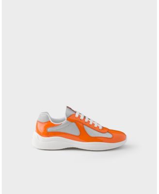 Men's America's Cup Patent Leather and Technical Fabric Sneakers in Bright Orange