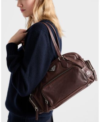  Large Washed Leather Top-Handle Bag