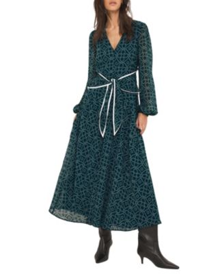  Women's Print Tie Maxi Dress