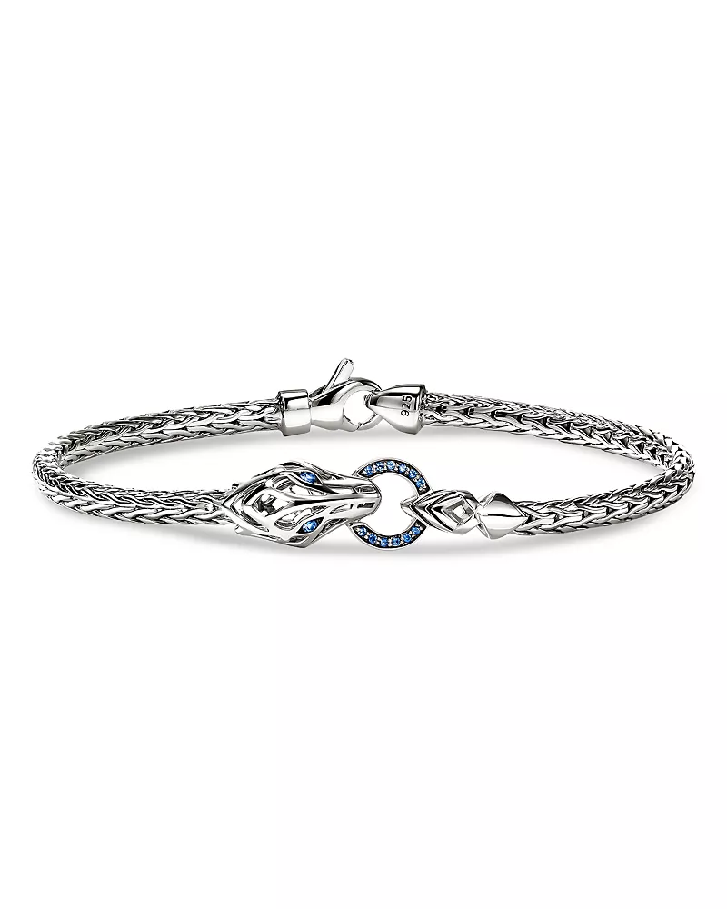 John Hardy Sterling Silver Naga Blue Sapphire Dragon Chain Bracelet