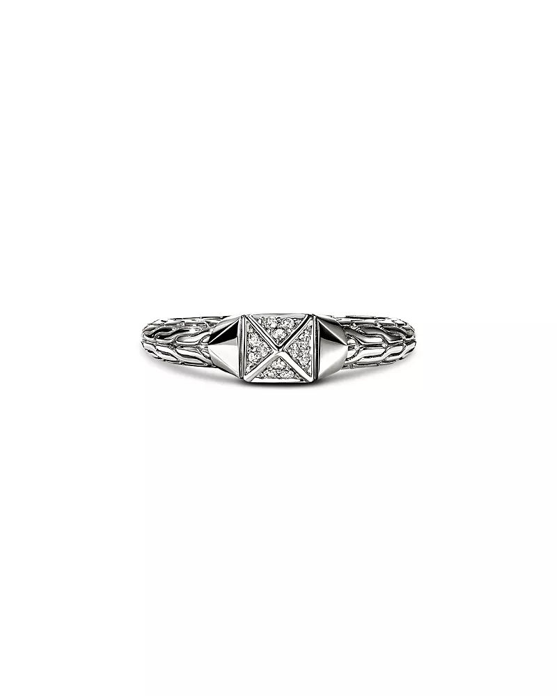 John Hardy Sterling Silver Icon Diamond Pyramid Ring