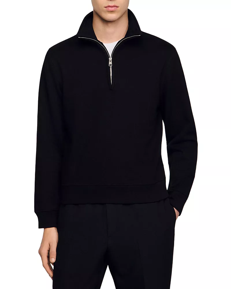 Sandro Cotton Half-Zip Sweater