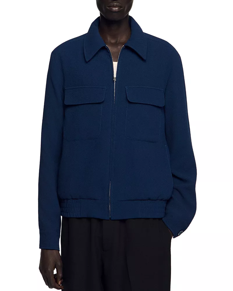 Sandro Textured Zip Up Jacket