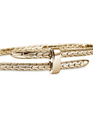14K Yellow Gold Spear Flex Cuff Bypass Bracelet