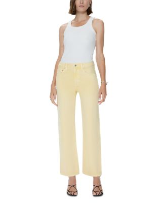 Lexi Mid Rise Bowed Straight Jeans in Day Glow