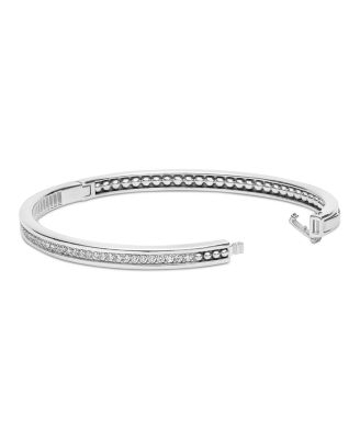 Sterling Silver Caviar Spark Diamond Bangle Bracelet
