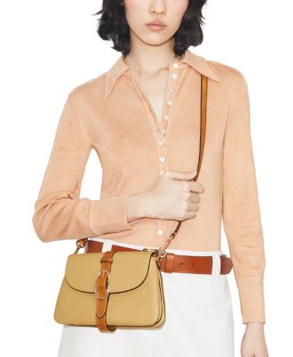 Small Double T Monogram Pebbled Leather Shoulder Bag