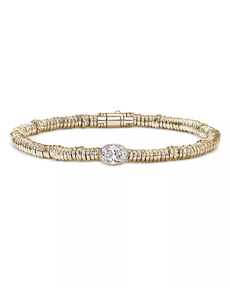 John Hardy 14K Yellow Gold Lovestruck Lab Grown Diamond Solitaire Heishi Bead Bracelet