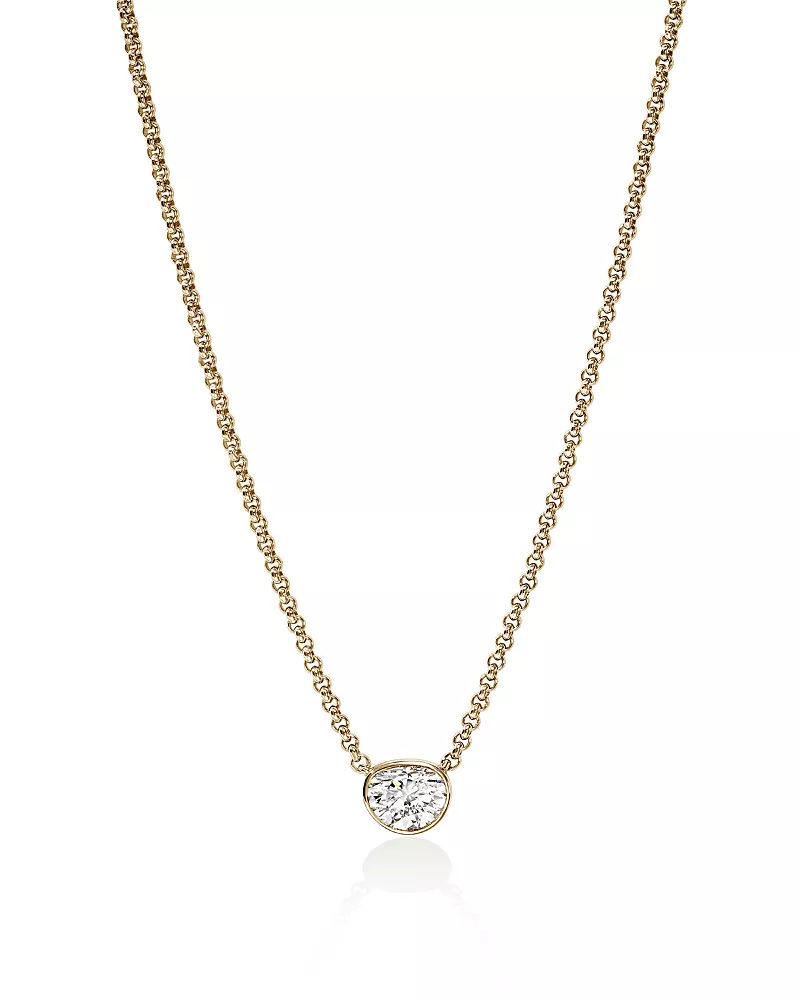 John Hardy 14K Yellow Gold Jh Lovestruck Lab Grown Diamond Solitaire Bezel Pendant Necklace, 16