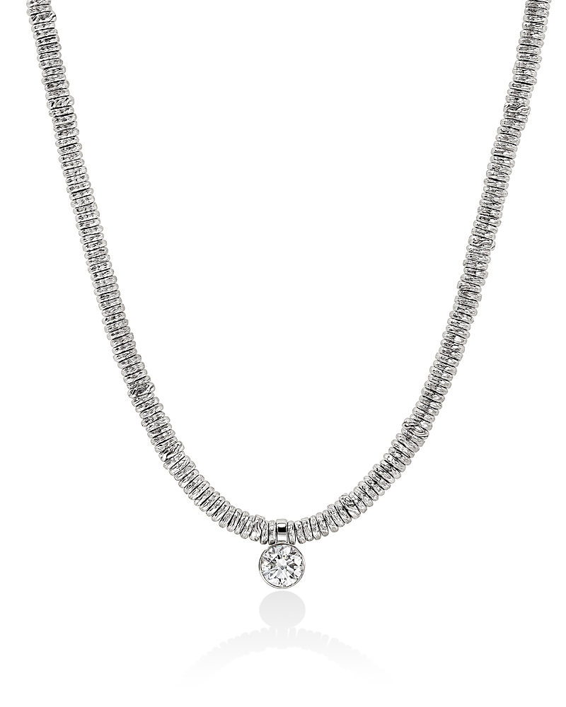 John Hardy Sterling Silver Jh Lovestruck Lab Grown Diamond Solitaire Bezel Heishi Bead Pendant Necklace, 18