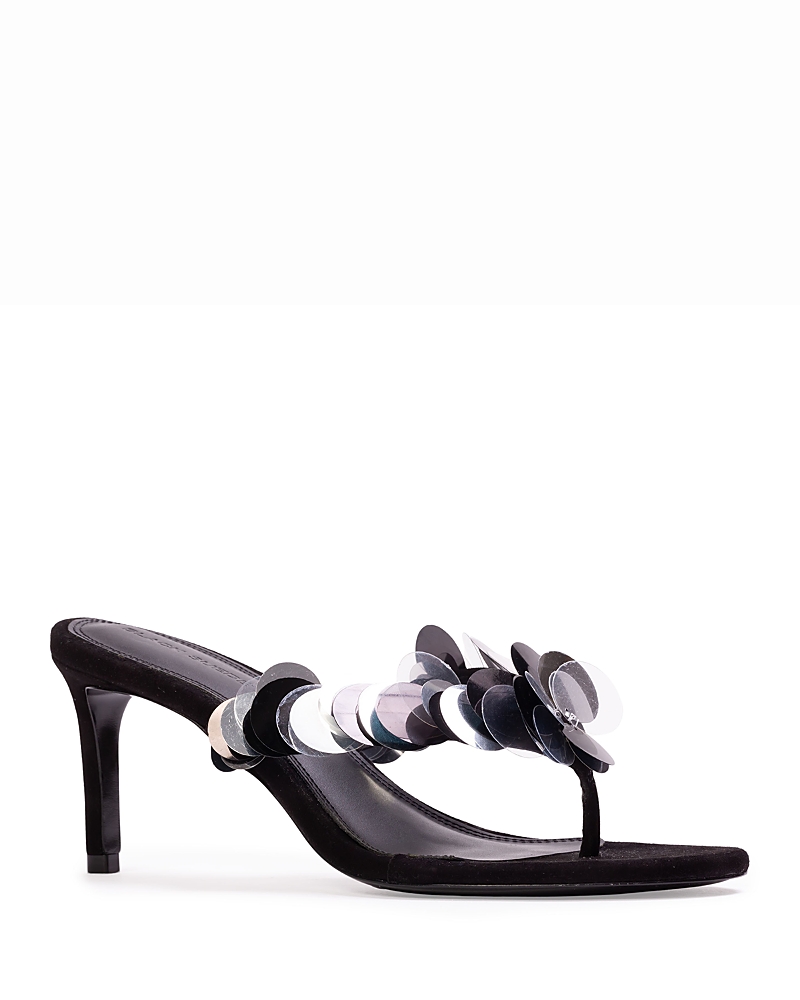 Black Suede Studio Women's Paillette Thong Sandals
