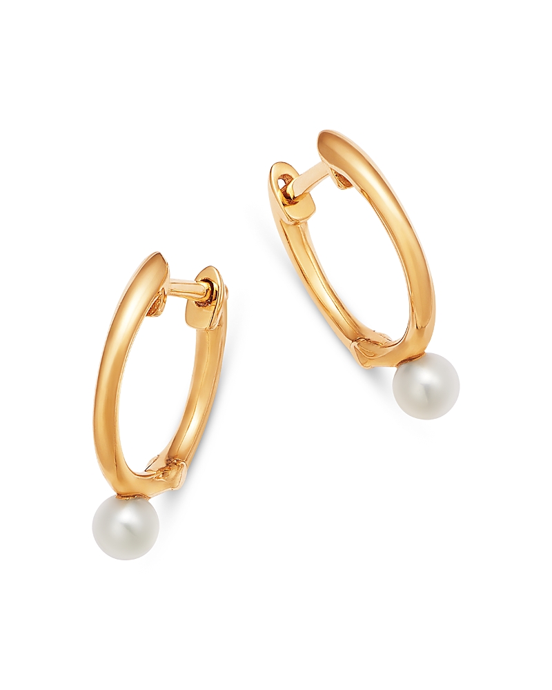 Bloomingdale's Fine Collection Spring Pearl Freshwater Pearl Hoop Earrings in 14K Yellow Gold