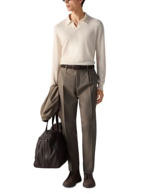 Pleated Fit Cotton and Linen Pants