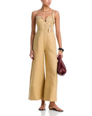 Floral Appliqu&eacute; Wide Leg Jumpsuit