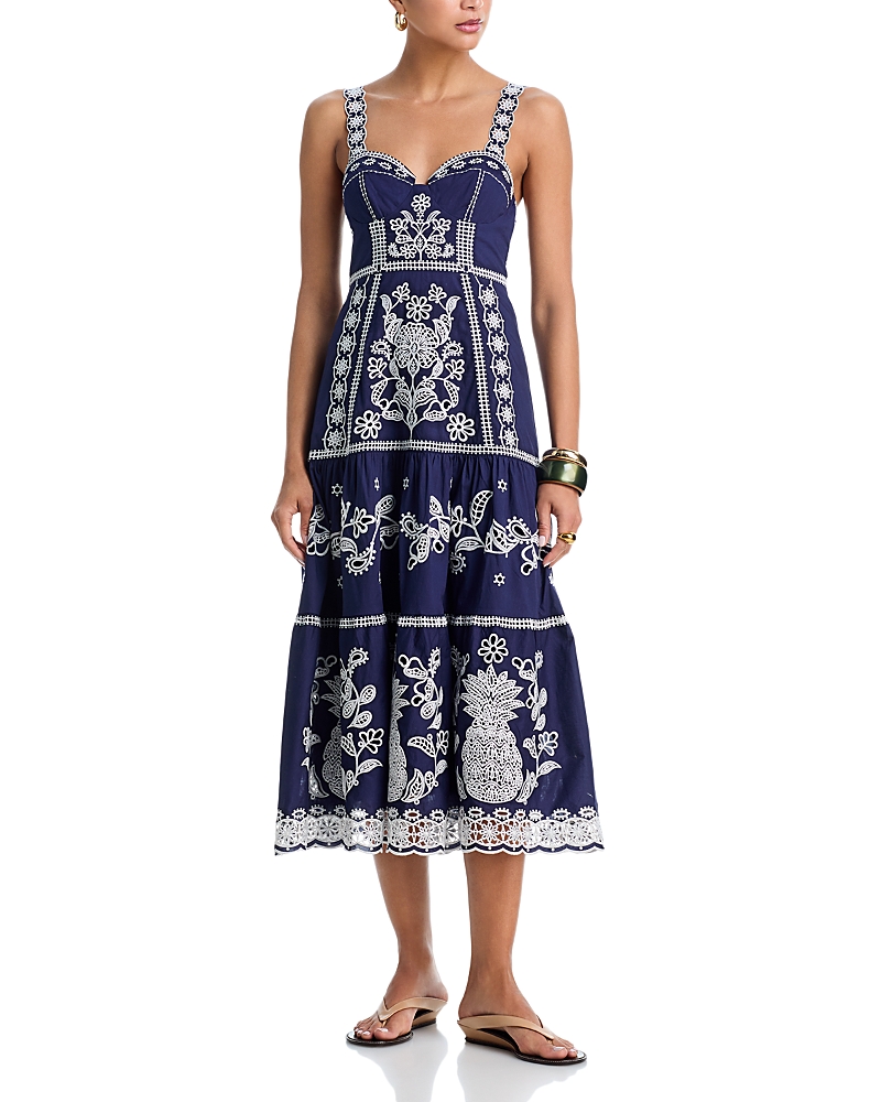 Farm Rio Sweetheart Neck Midi Dress