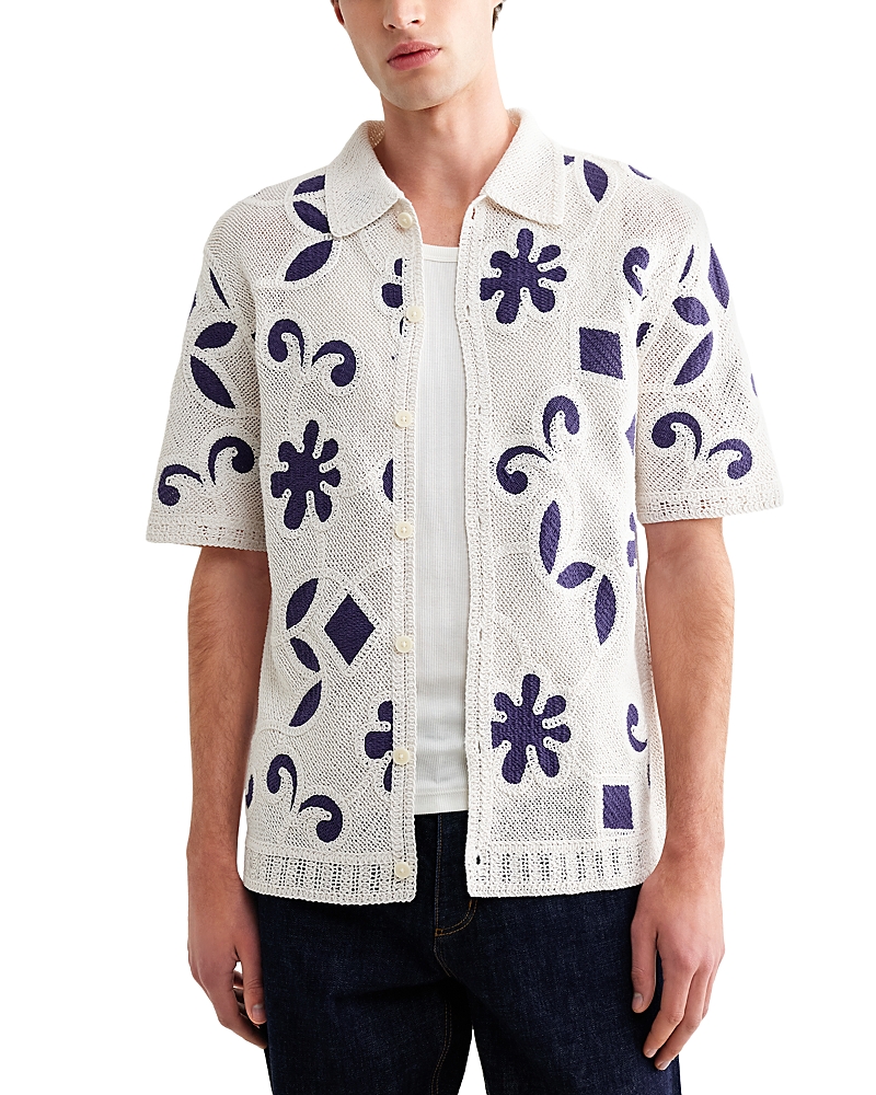 Wax London Porto Doodle Crochet Polo Shirt