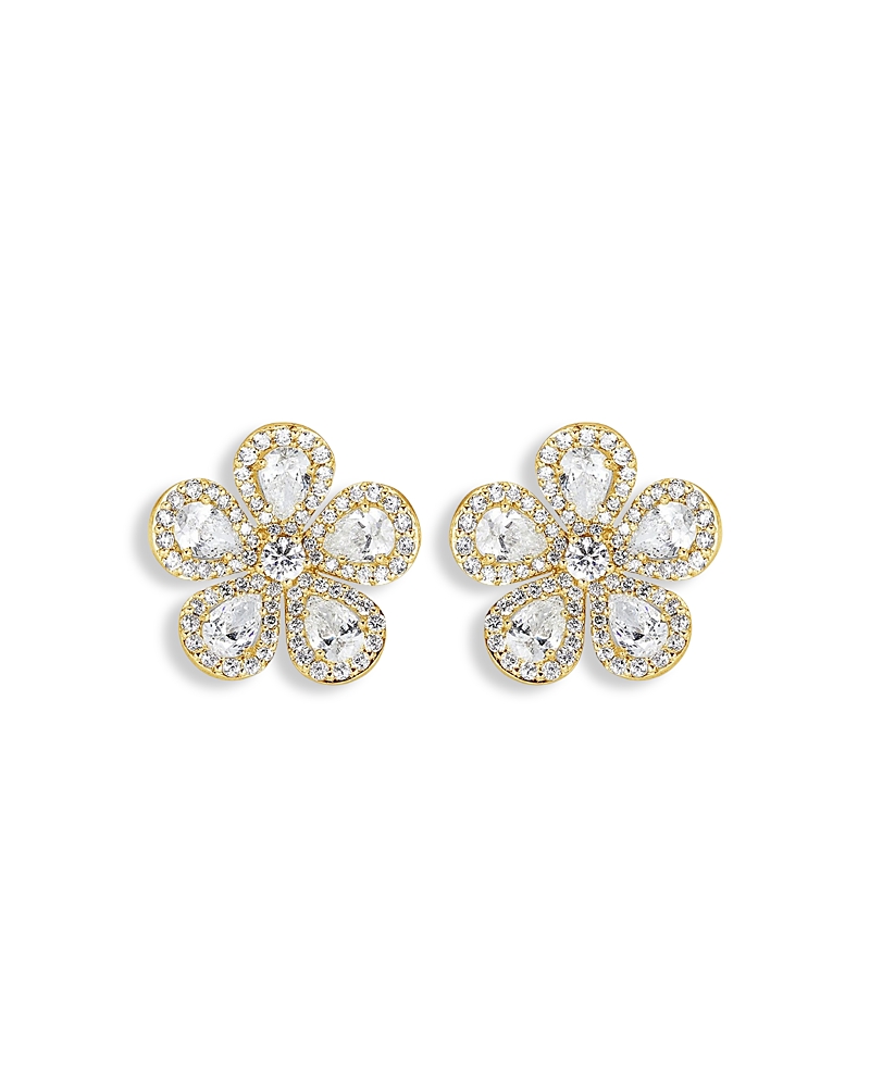 Piranesi 18K Yellow Gold Diamond Classic Flower Mini Earrings