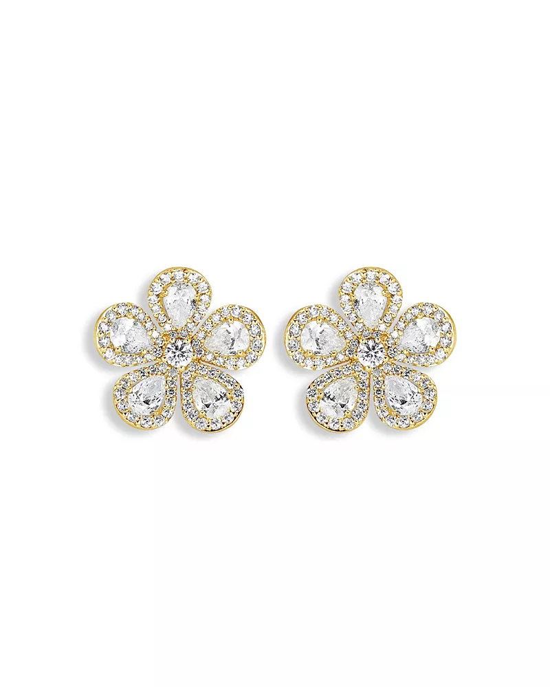 Piranesi 18K Yellow Gold Diamond Classic Flower Mini Earrings