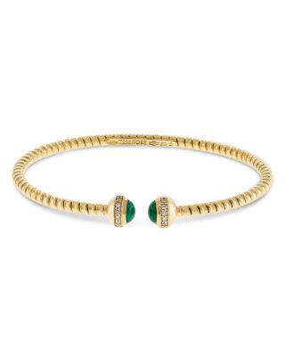 18K Yellow Gold Diamond & Malachite Via Giardino Tubogas Small Rope Bracelet