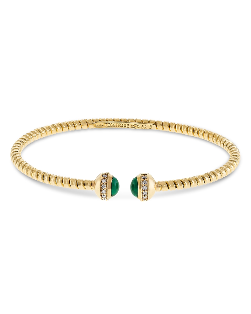 Alberto Milani 18K Yellow Gold Diamond & Malachite Via Giardino Tubogas Small Rope Bracelet