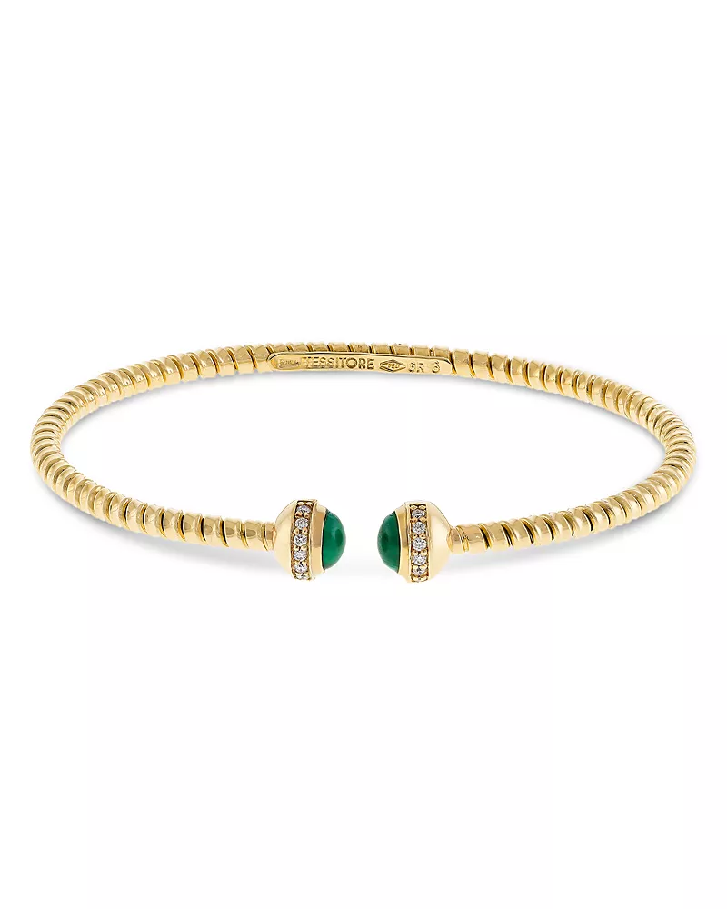 Alberto Milani 18K Yellow Gold Diamond & Malachite Via Giardino Tubogas Small Rope Bracelet