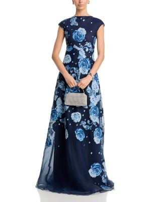 Organza Jacquard Diagonal Seam Gown