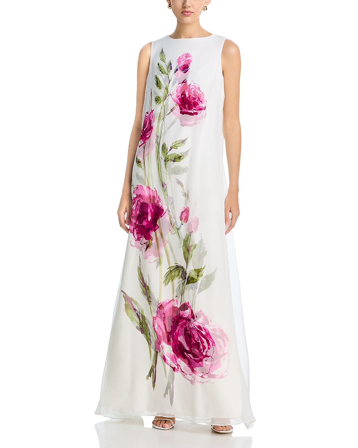 Teri Jon by Rickie Freeman Digital Flower Print Crepe Dress