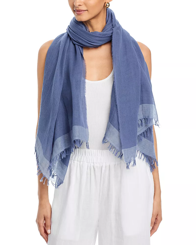 Vince Cotton Border Stripe Scarf