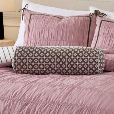 Retro Printed Velvet Bolster Decorative Pillow, 8" x 24"