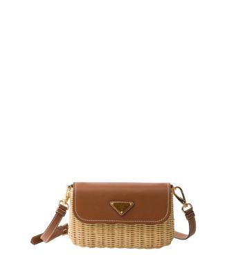 Small Wicker and Leather Shoulder Bag