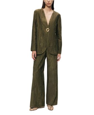 Textured Wide-Leg Pants