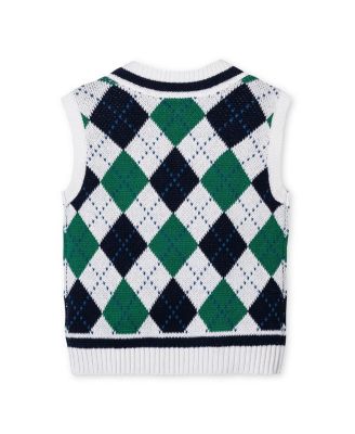  Organic V-Neck Argyle Sweater Vest - Little Kid
